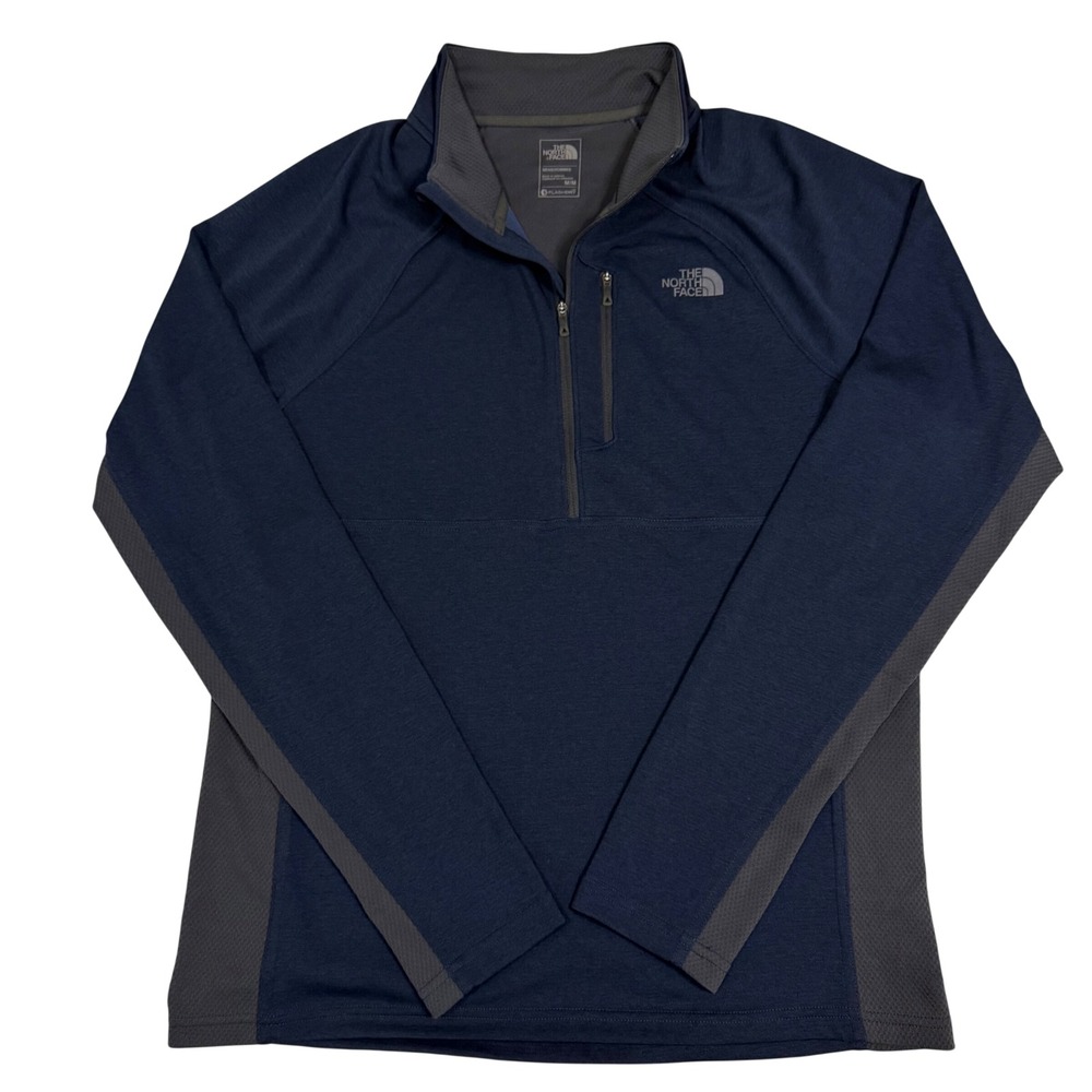 The North Face Mens FlashDry Quarter Zip Pullover Navy Blue Grey Medium